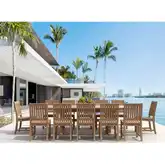 Sahara & Rialto Outdoor 13-Piece Dining Set in Honey Golden Brown Teak