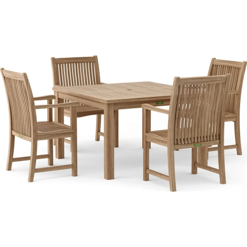 Windsor & Chicago Outdoor 5-Piece Dining Table Set in Honey Golden Teak