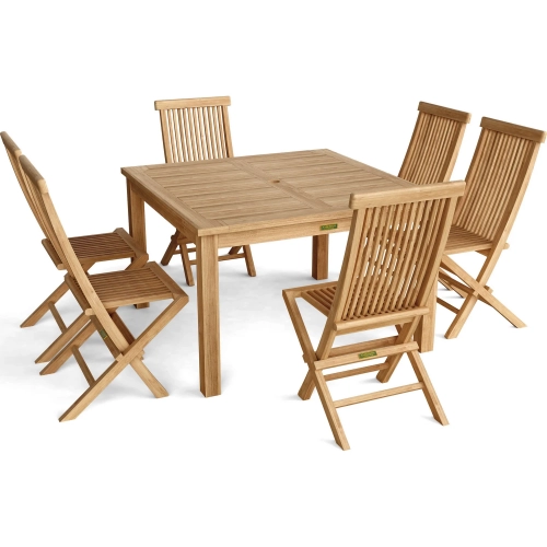 Windsor & Classic Outdoor 7-Piece Folding Dining Set in Honey Golden Teak