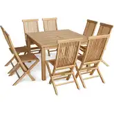 Windsor & Classic Outdoor 9-Piece Folding Dining Set in Honey Golden Teak