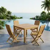 Windsor & Comfort Outdoor 5-Piece Folding Dining Set in Honey Golden Teak