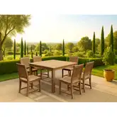 Windsor & Rialto Outdoor 7-Piece Dining Table Set in Honey Golden Teak
