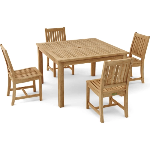Windsor & Rialto Outdoor 5-Piece Dining Table Set in Honey Golden Teak