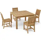 Windsor & Rialto Outdoor 5-Piece Dining Table Set in Honey Golden Teak