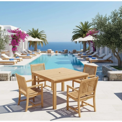 Windsor & Rialto Outdoor 5-Piece Dining Set in Honey Golden Teak