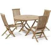 Classic & Bahama Outdoor 5-Piece Folding Dining Set in Honey Golden Teak