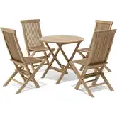 Windsor & Classic Outdoor 5-Piece Bistro Dining Set in Honey Golden Teak