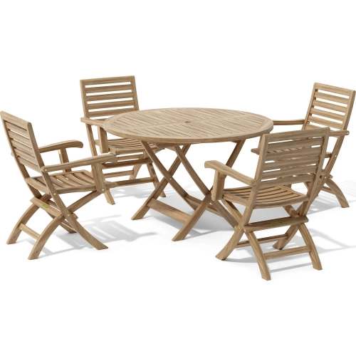 Andrew & Bahama Outdoor 5-Piece Folding Dining Set in Honey Teak