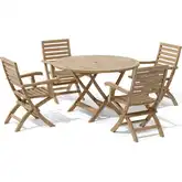 Andrew & Bahama Outdoor 5-Piece Folding Dining Set in Honey Teak
