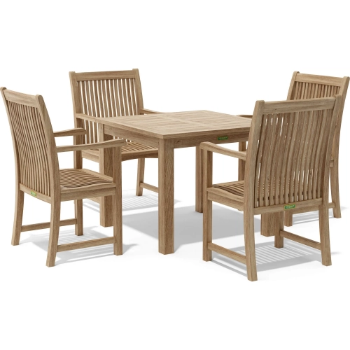 Bahama & Chicago Outdoor 5-Piece Bistro Dining Set in Honey Teak
