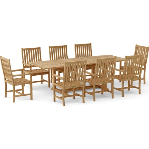 Bahama & Wilshire Outdoor 9-Piece Extension Dining Set in Honey Golden Brown Teak