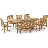Bahama & Wilshire Outdoor 9-Piece Extension Dining Set in Honey Golden Brown Teak