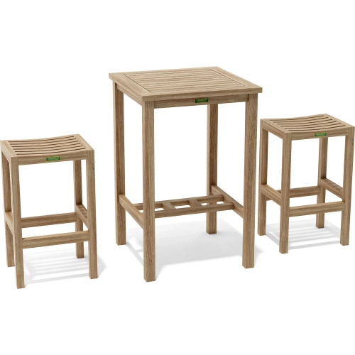 Avalon & Montego Outdoor 3-Piece Square Bar Set in Honey Teak