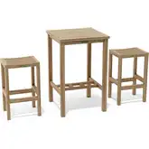 Avalon & Montego Outdoor 3-Piece Square Bar Set in Honey Teak