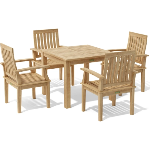 Bahama & Brianna Outdoor 5-Piece Dining Set in Honey Golden Brown Teak