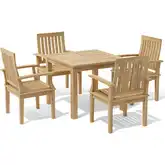 Bahama & Brianna Outdoor 5-Piece Dining Set in Honey Golden Brown Teak