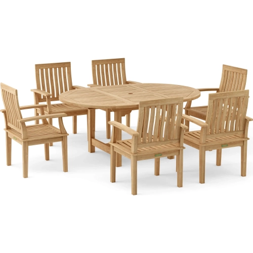 Bahama & Brianna Outdoor 7-Piece Extension Dining Set in Honey Teak