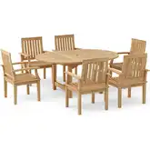 Bahama & Brianna Outdoor 7-Piece Extension Dining Set in Honey Teak