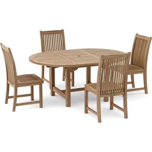 Bahama & Chicago Outdoor 5-Piece Dining Set in Honey Golden Brown Teak