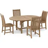 Bahama & Chicago Outdoor 5-Piece Dining Set in Honey Golden Brown Teak