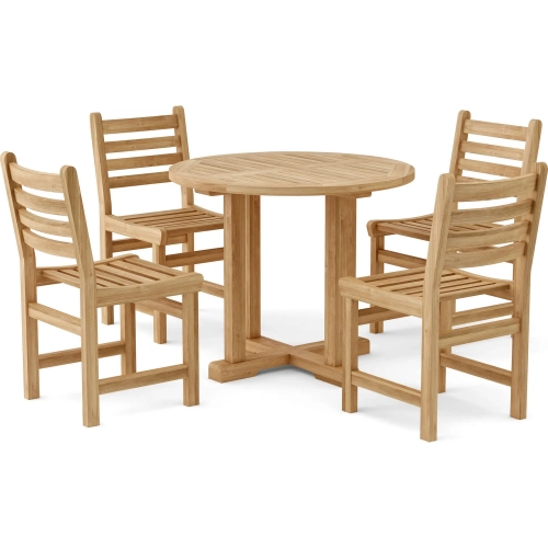 Montage & Windham Outdoor 5-Piece 35" Round Dining Set in Honey Golden Teak