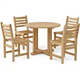 Montage & Windham Outdoor 5-Piece 35" Round Dining Set in Honey Golden Teak