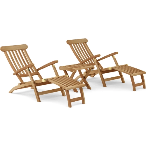 Royal Steamer & Katana Outdoor 3-Piece Sun Lounger Set in Honey Teak