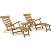 Royal Steamer & Katana Outdoor 3-Piece Sun Lounger Set in Honey Teak