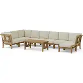 Natsepa Outdoor 10-Piece Modular Sectional Set in Honey Teak & Cushion