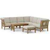 Natsepa Outdoor 9-Piece Modular Sectional Set, Configuration A, in Honey Teak & Cushion