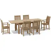 Bahama & Chicago Outdoor 7-Piece 95" Extension Dining Set in Honey Golden Brown Teak