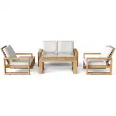 Capistrano Outdoor 5-Piece Deep Seating Loveseat Collection in Teak & Cushion