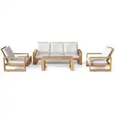 Capistrano Outdoor 5-Piece Deep Seating Sofa Collection in Teak & Cushion