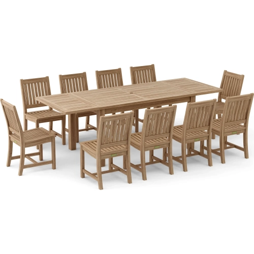 Bahama & Rialto Outdoor 11-Piece Dining Set in Honey Golden Brown Teak