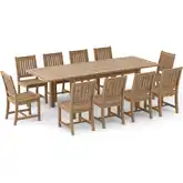 Bahama & Rialto Outdoor 11-Piece Dining Set in Honey Golden Brown Teak