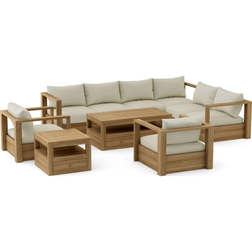 Copacabana Outdoor 7-Piece Modular Deep Seating Set in Honey Golden Teak