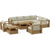 Copacabana Outdoor 7-Piece Modular Deep Seating Set in Honey Golden Teak