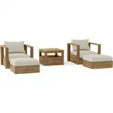 Copacabana Outdoor 5-Piece Modular Deep Seating Accent Chair Set in Honey Teak