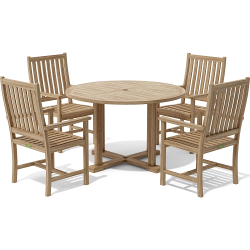 Tosca & Wilshere Outdoor 5-Piece Dining Set in Honey Golden Brown Teak