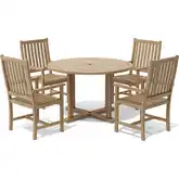 Tosca & Wilshere Outdoor 5-Piece Dining Set in Honey Golden Brown Teak