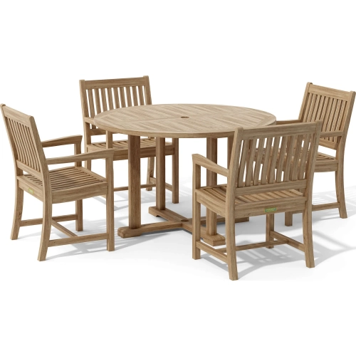 Tosca & Rialto Outdoor 5-Piece Dining Set in Honey Golden Brown Teak