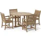 Tosca & Rialto Outdoor 5-Piece Dining Set in Honey Golden Brown Teak