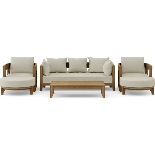 Coronado Outdoor 6-Piece Deep Seating Sofa Set in Honey Teak & Cushion