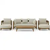 Coronado Outdoor 6-Piece Deep Seating Sofa Set in Honey Teak & Cushion