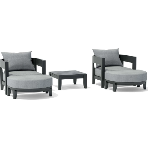 Coronado Outdoor 5-Piece Deep Seating Accent Chair Set in Dark Gray Aluminum & Cushion