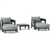 Coronado Outdoor 5-Piece Deep Seating Accent Chair Set in Dark Gray Aluminum & Cushion