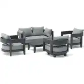 Coronado Outdoor 5-Piece Deep Seating Loveseat Set in Dark Gray Aluminum & Cushion