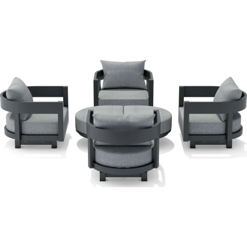 Coronado Outdoor 6-Piece Deep Seating Accent Chair Set in Dark Gray Aluminum & Cushion