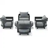 Coronado Outdoor 6-Piece Deep Seating Accent Chair Set in Dark Gray Aluminum & Cushion