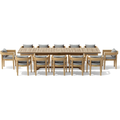 Coronado Outdoor 13-Piece Extension Dining Table Set in Honey Golden Teak